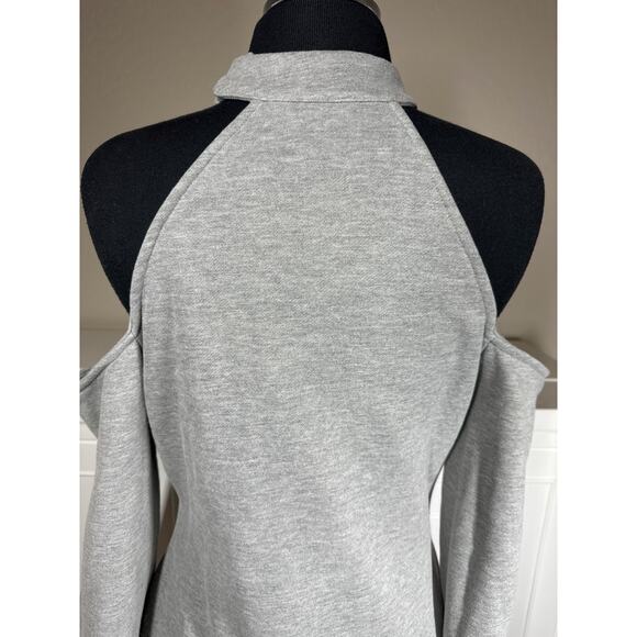 Michael Costello x Revolve Cold Shoulder Mini Dress Gray Designer Sweatshirt M - Picture 10 of 13